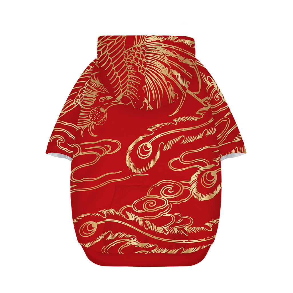 Chinese Phoenix Print Dog Zip Up Hoodie