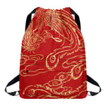 Chinese Phoenix Print Drawstring Backpack