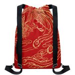 Chinese Phoenix Print Drawstring Backpack