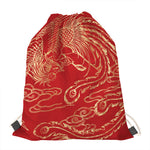 Chinese Phoenix Print Drawstring Bag