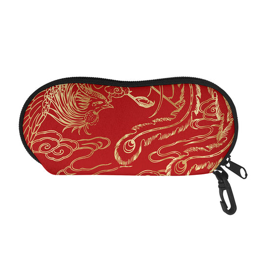 Chinese Phoenix Print Glasses Case