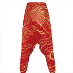 Chinese Phoenix Print Hammer Pants