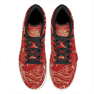 Chinese Phoenix Print High Top Leather Sneakers