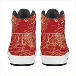 Chinese Phoenix Print High Top Leather Sneakers