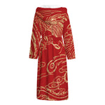 Chinese Phoenix Print Hooded Bathrobe