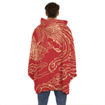 Chinese Phoenix Print Hoodie Blanket