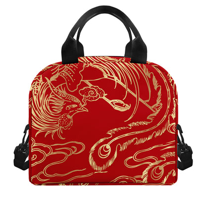 Chinese Phoenix Print Insulated Lunch Bag
