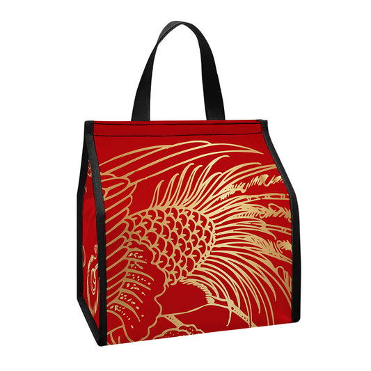 Chinese Phoenix Print Insulated Lunch Tote