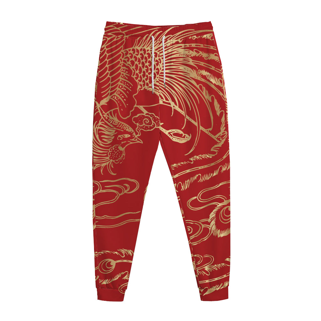 Chinese Phoenix Print Jogger Pants
