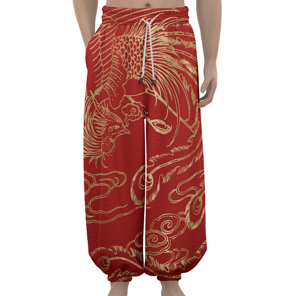 Chinese Phoenix Print Lantern Pants