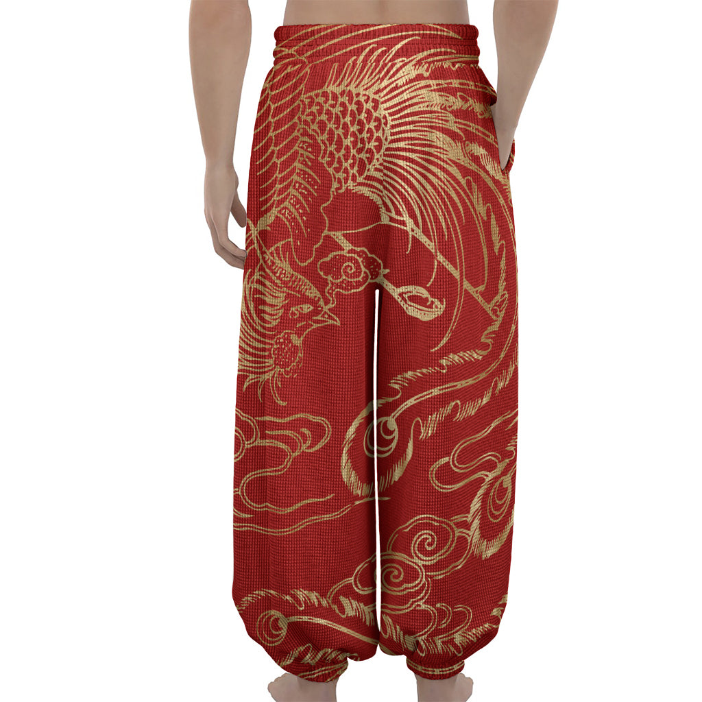 Chinese Phoenix Print Lantern Pants