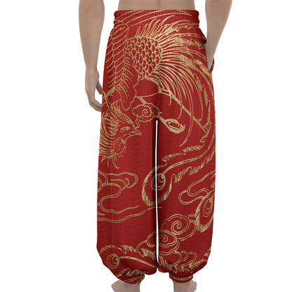 Chinese Phoenix Print Lantern Pants