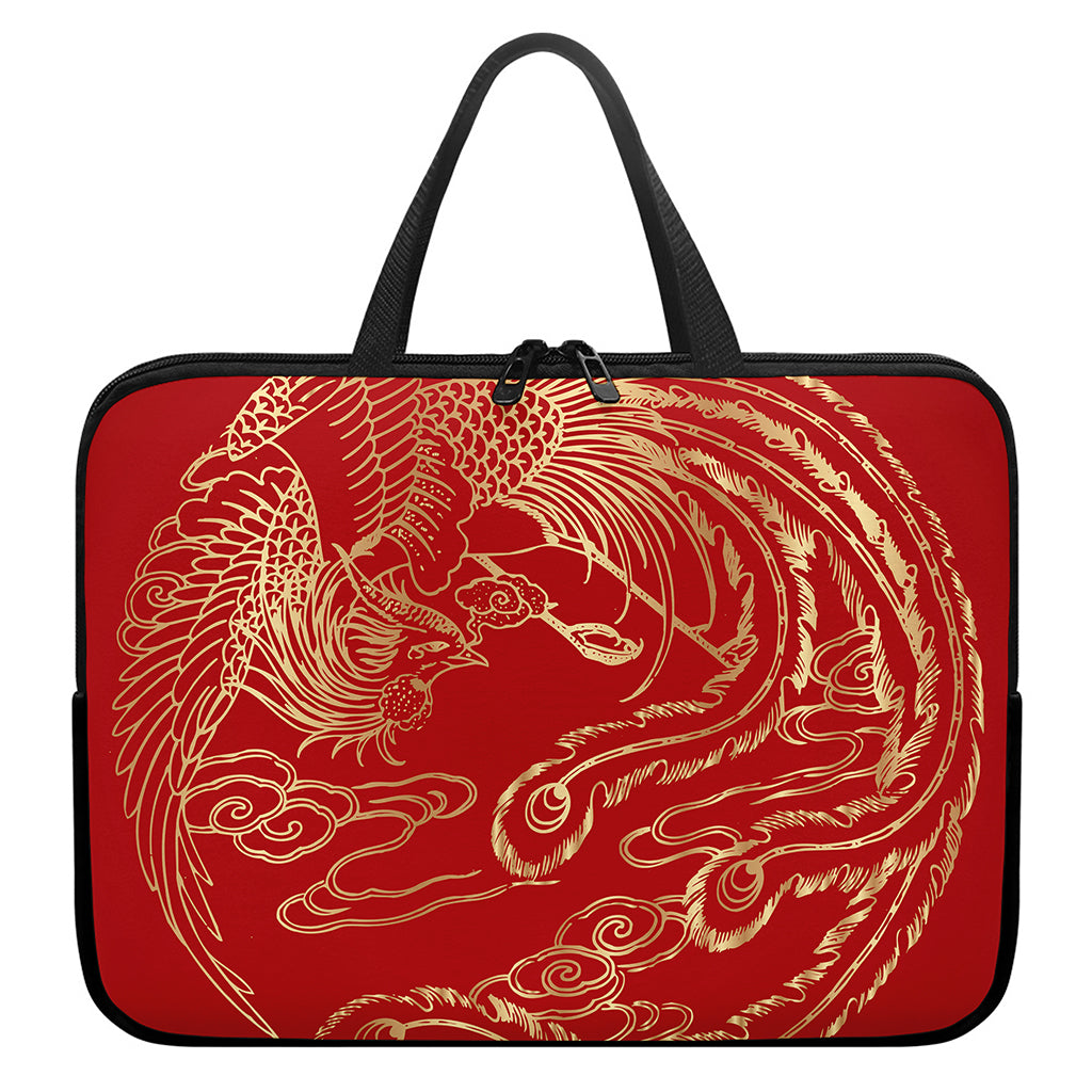 Chinese Phoenix Print Laptop Sleeve With Handle