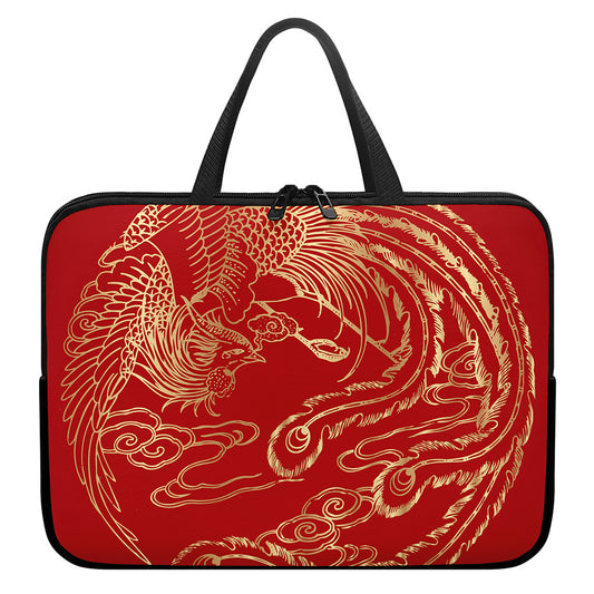 Chinese Phoenix Print Laptop Sleeve With Handle