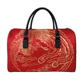 Chinese Phoenix Print Leather Duffel Bag