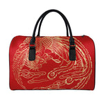 Chinese Phoenix Print Leather Duffle Bag
