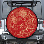 Chinese Phoenix Print Leather Spare Tire Cover