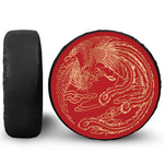 Chinese Phoenix Print Leather Spare Tire Cover