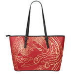 Chinese Phoenix Print Leather Tote Bag