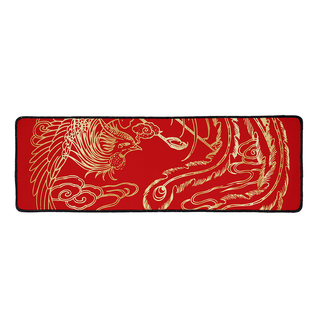 Chinese Phoenix Print Long Kitchen Mat