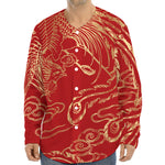 Chinese Phoenix Print Long Sleeve Baseball Jersey