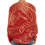 Chinese Phoenix Print Long Sleeve Baseball Jersey