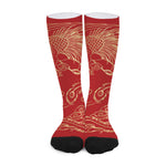 Chinese Phoenix Print Long Socks