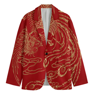 Chinese Phoenix Print Men's Blazer