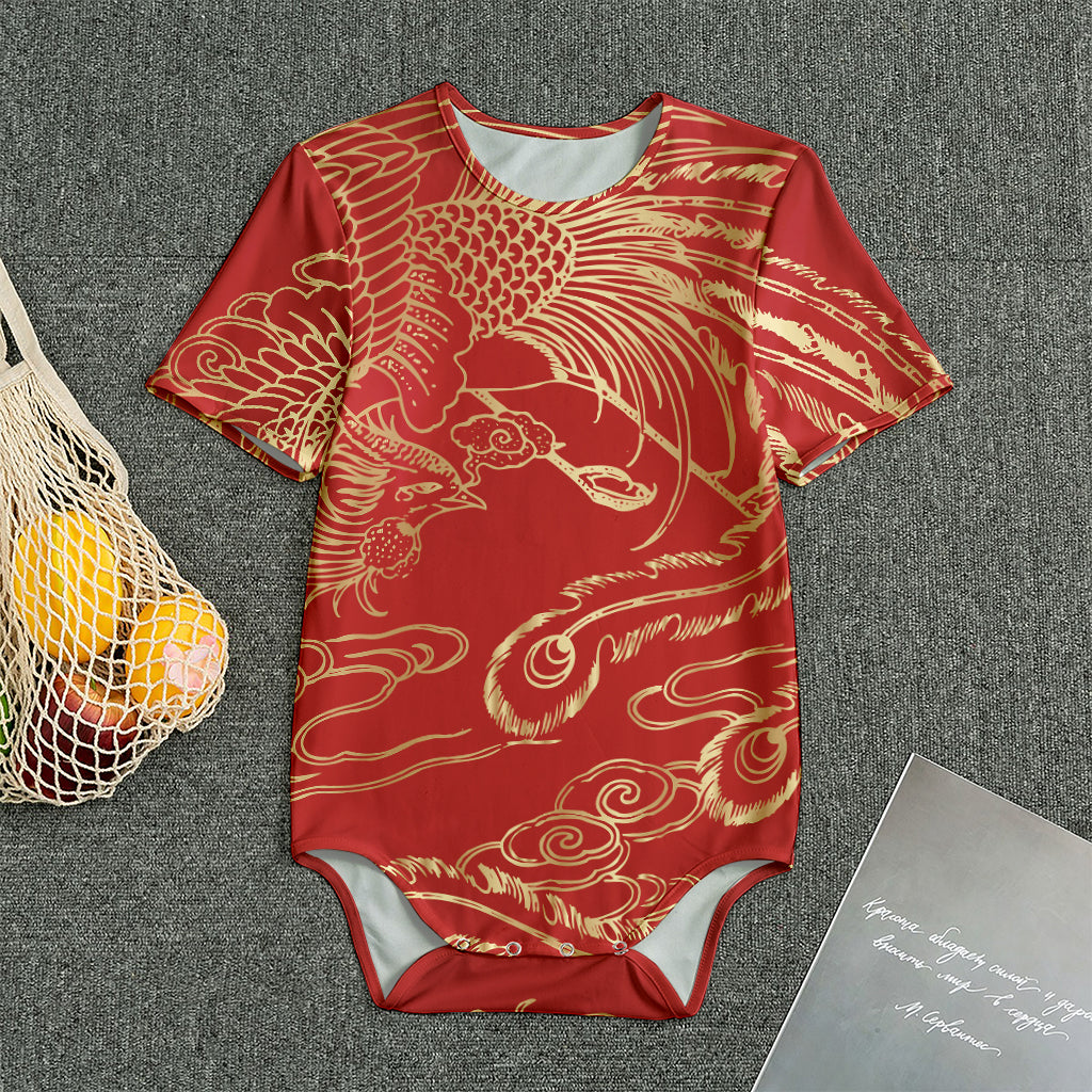 Chinese Phoenix Print Men's Bodysuit
