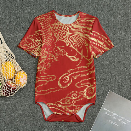 Chinese Phoenix Print Men's Bodysuit