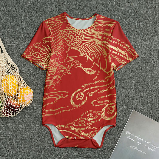 Chinese Phoenix Print Men's Bodysuit