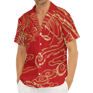 Chinese Phoenix Print Men's Deep V-Neck Shirt