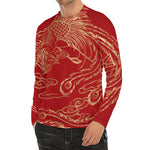 Chinese Phoenix Print Men's Long Sleeve Rash Guard