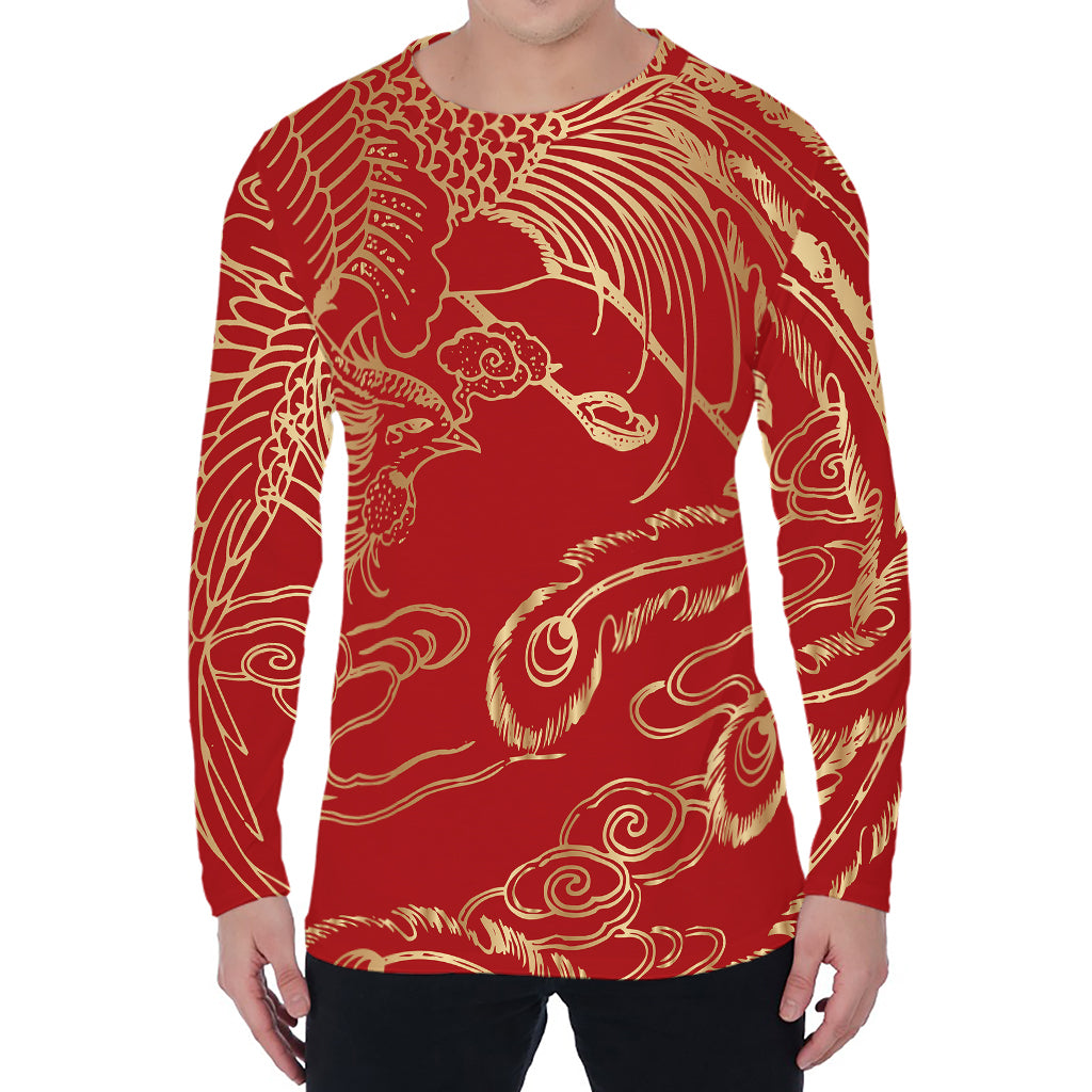 Chinese Phoenix Print Men's Long Sleeve T-Shirt