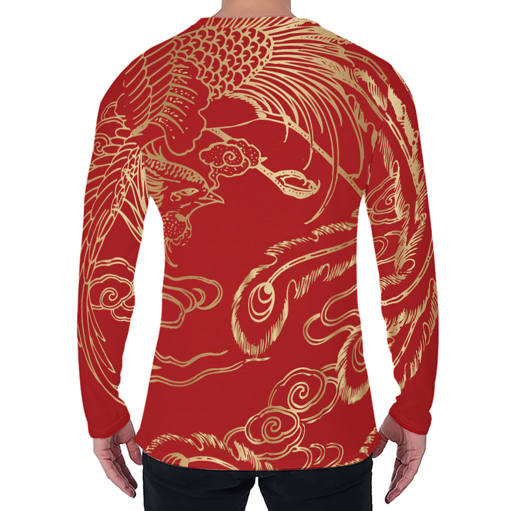 Chinese Phoenix Print Men's Long Sleeve T-Shirt