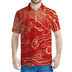 Chinese Phoenix Print Men's Polo Shirt
