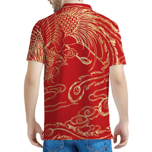 Chinese Phoenix Print Men's Polo Shirt