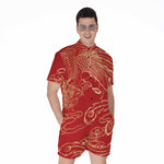 Chinese Phoenix Print Men's Rompers