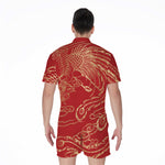 Chinese Phoenix Print Men's Rompers
