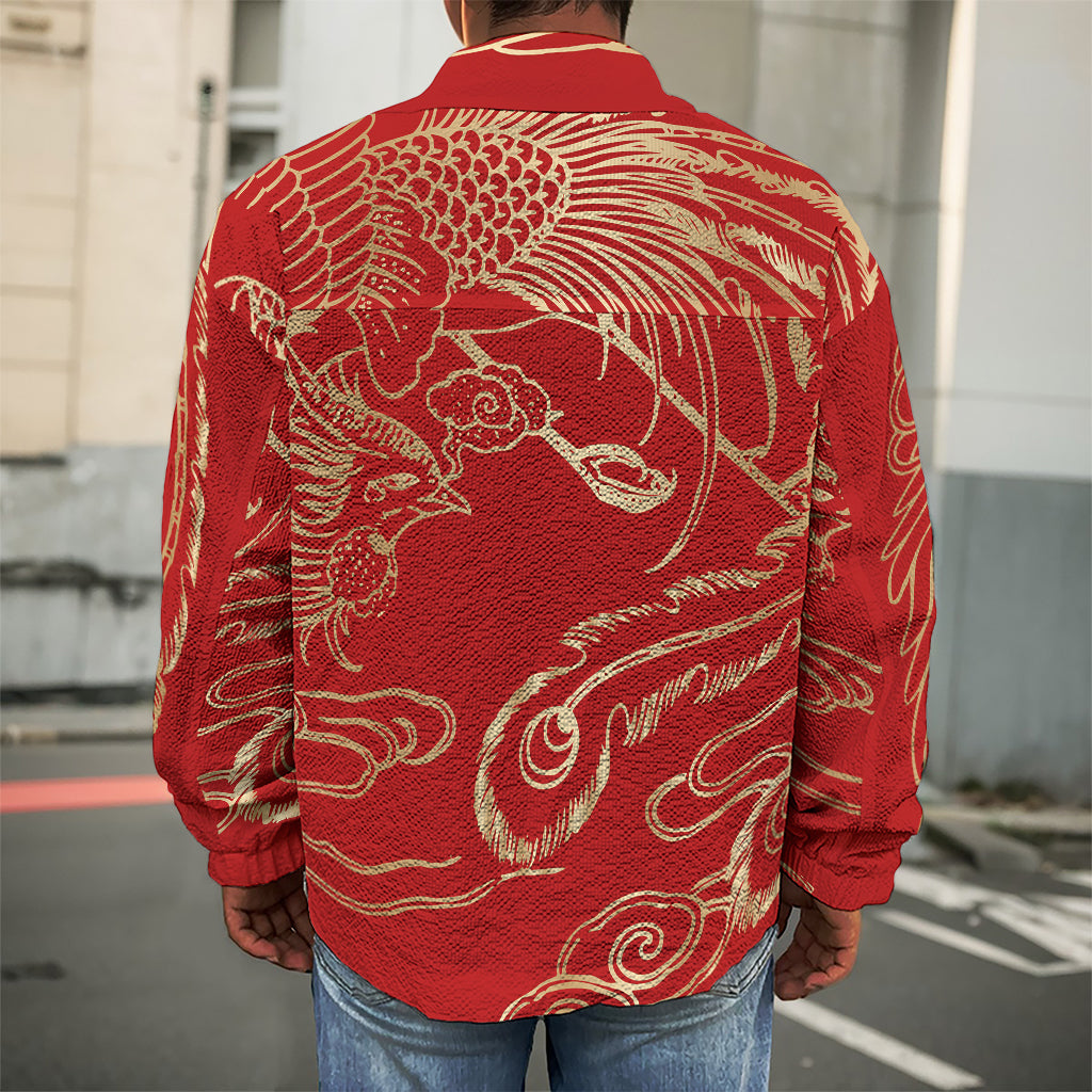 Chinese Phoenix Print Men's Shirt Jacket