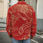 Chinese Phoenix Print Men's Shirt Jacket