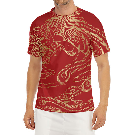 Chinese Phoenix Print Men's Short Sleeve Rash Guard