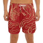Chinese Phoenix Print Men's Split Running Shorts