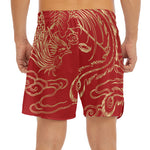 Chinese Phoenix Print Men's Split Running Shorts