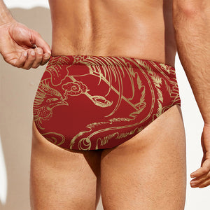 Chinese Phoenix Print Men's Swim Briefs