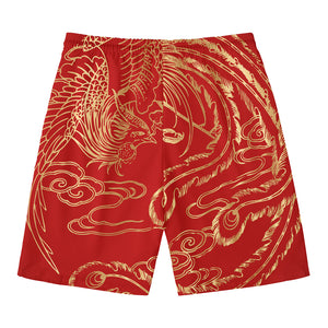 Chinese Phoenix Print Men's Swim Trunks