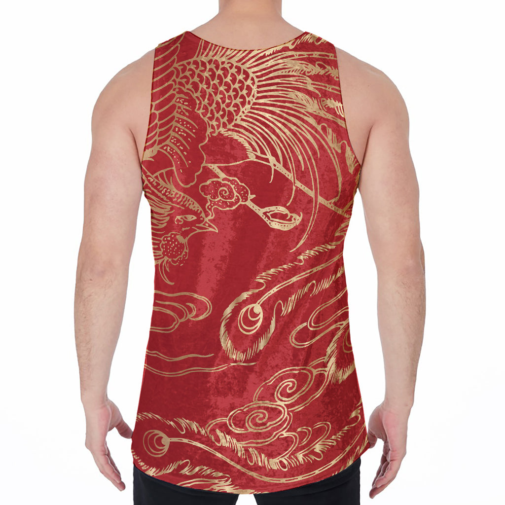Chinese Phoenix Print Men's Velvet Tank Top
