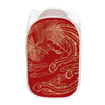 Chinese Phoenix Print Mesh Laundry Hamper
