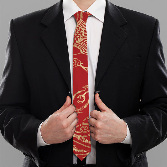 Chinese Phoenix Print Necktie