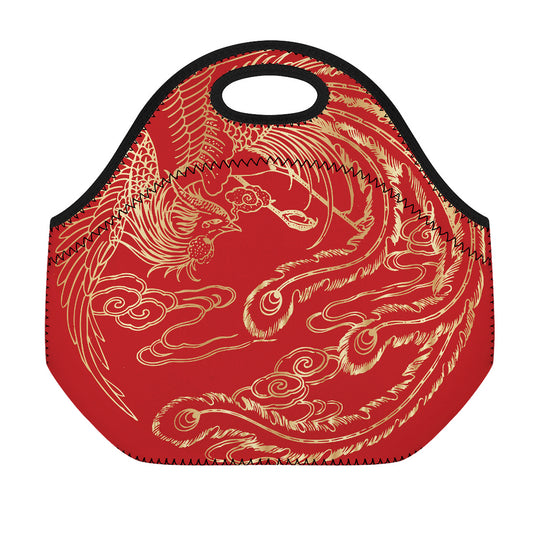 Chinese Phoenix Print Neoprene Lunch Bag